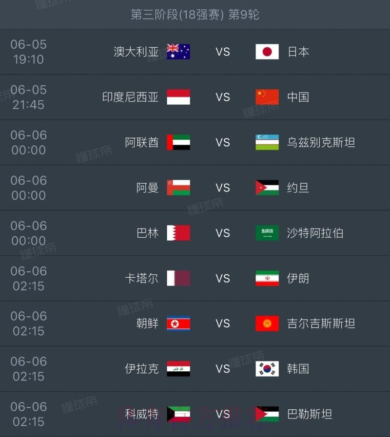 2026世界杯每日赛程中国时间